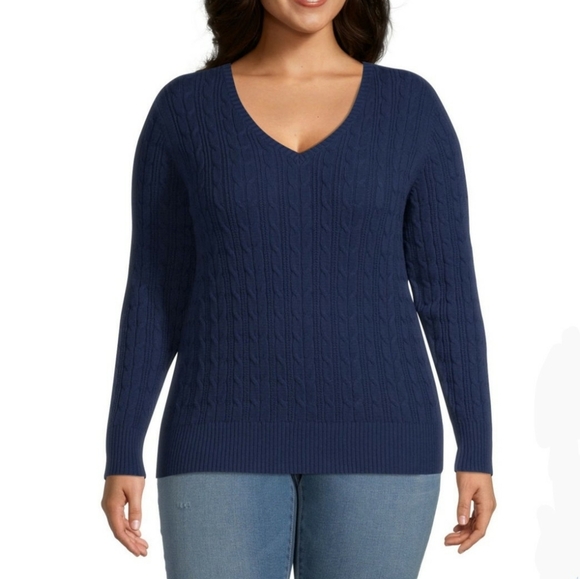 St. John's Bay-Plus Womens V Neck Long Sleeve Pull NWT - Picture 1 of 5